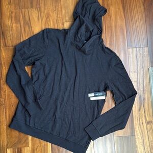 Liverpool LA Black slub knit light-weight Hooded Sweatshirt, sz medium, NWT